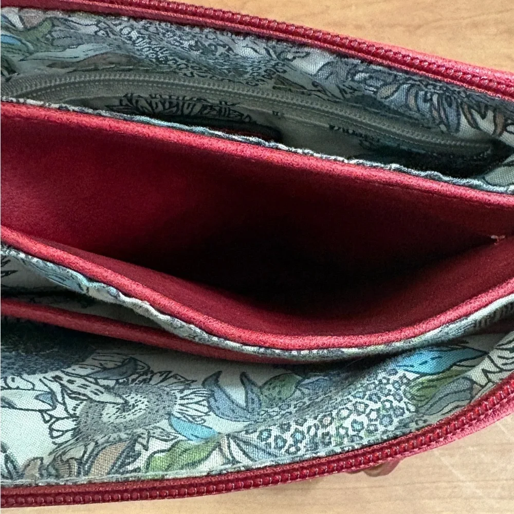 Liz Soto Ruby Red Vegan Leather Multi Pocket Crossbody with Adjustable Strap